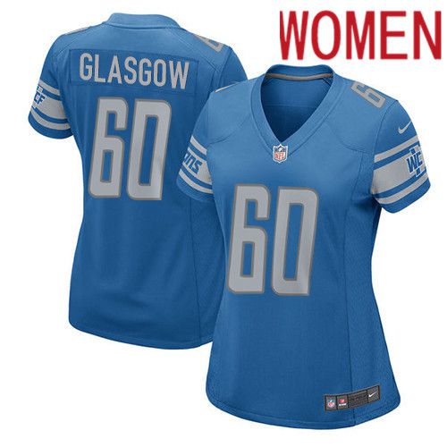 Women Detroit Lions 60 Graham Glasgow Nike Blue Player Game NFL Jersey